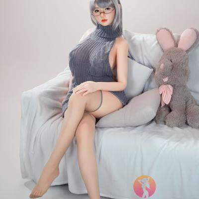 SHEDOLL アショ 163cm｜Hカップ妖艶アジア美女｜銀髪メガネ｜グレーランジェリー｜関節可動｜リアル皮膚特注ドール